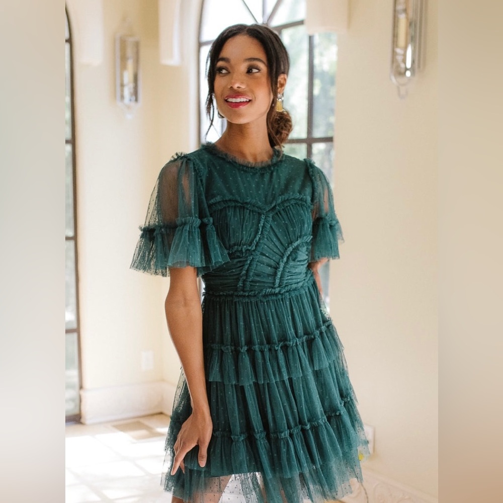 Whimsical tulle dress in green